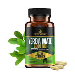 Yerba Mateine 6000mg capsules front view for steady energy