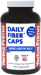 Yerba Prima Daily Fiber Caps bottle front view, showcasing the product name and clean packaging