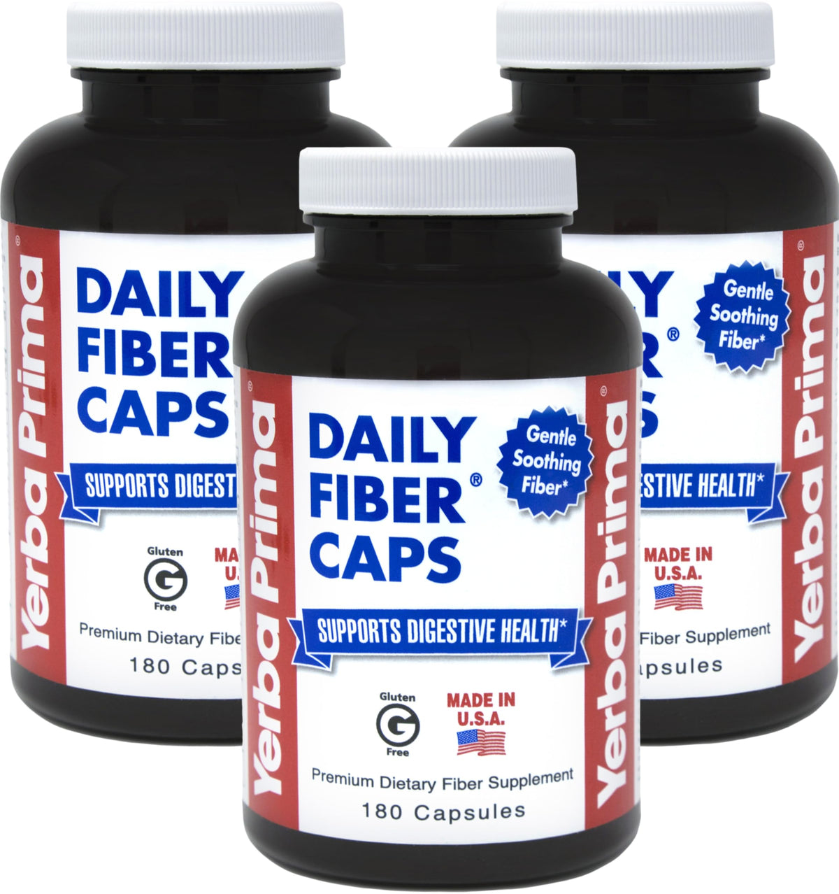 Yerba Prima Daily Fiber Capsules bottle for daily fiber support.