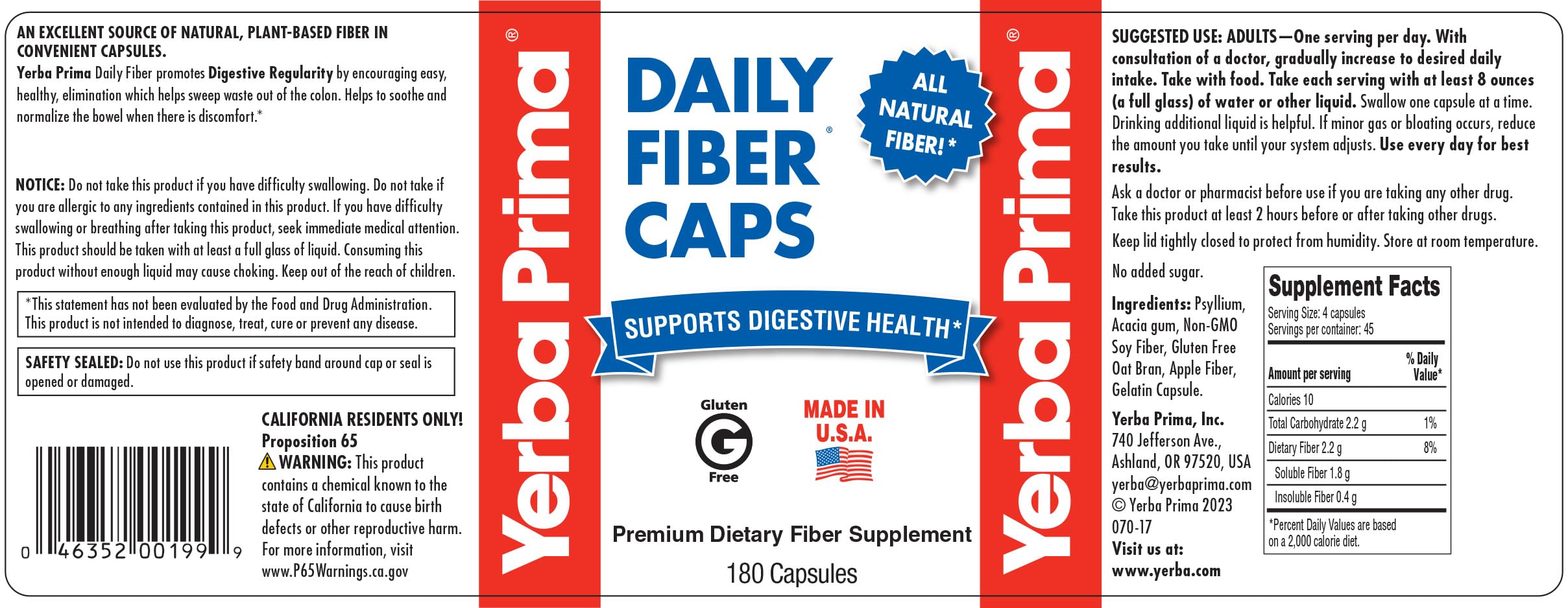 Yerba Prima oat bran visual highlights soluble fiber for texture and consistency