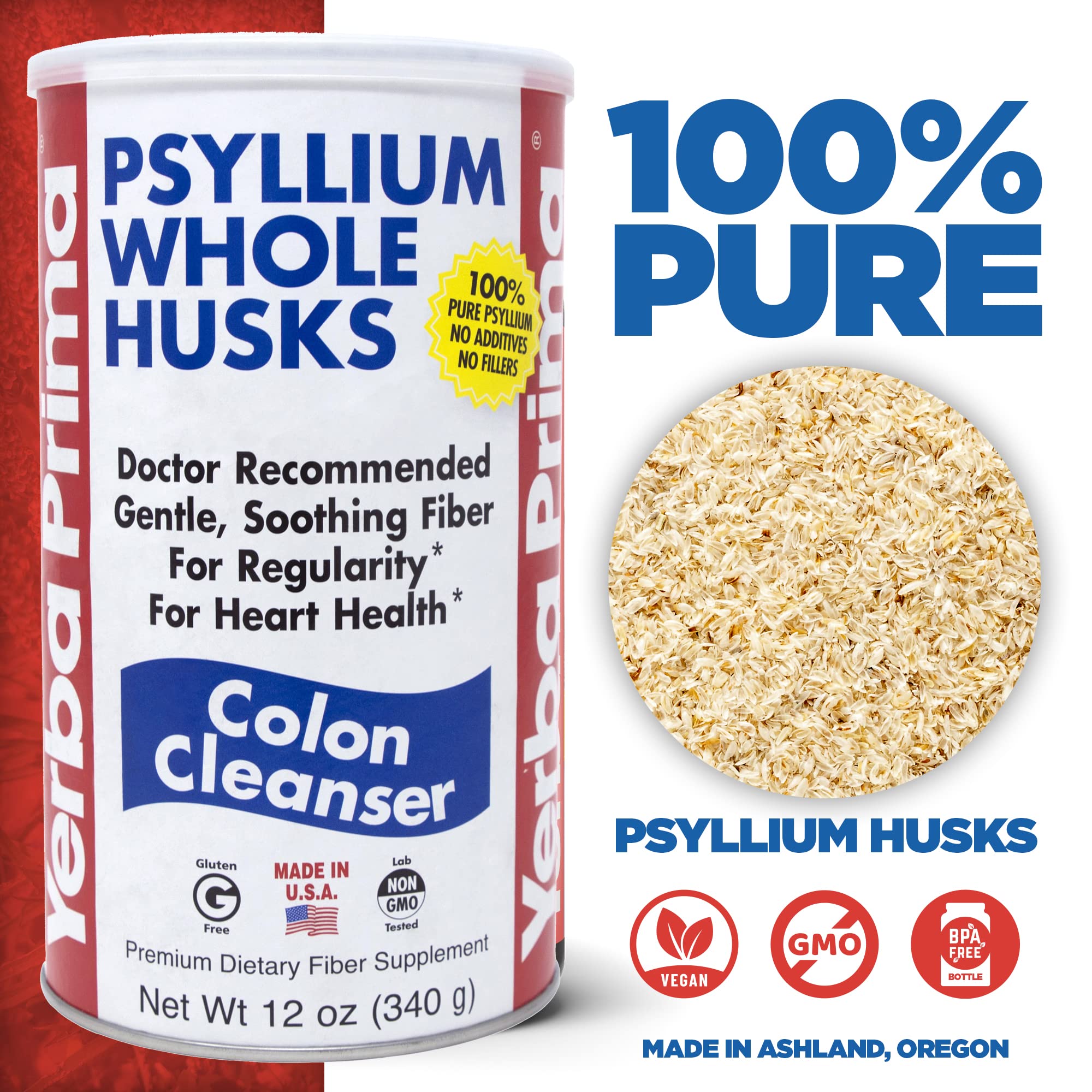 Yerba Prima Psyllium Husk packaging showing the 2-bottle value pack.