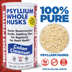 Yerba Prima Psyllium Husk scoop pictured for easy daily measuring.