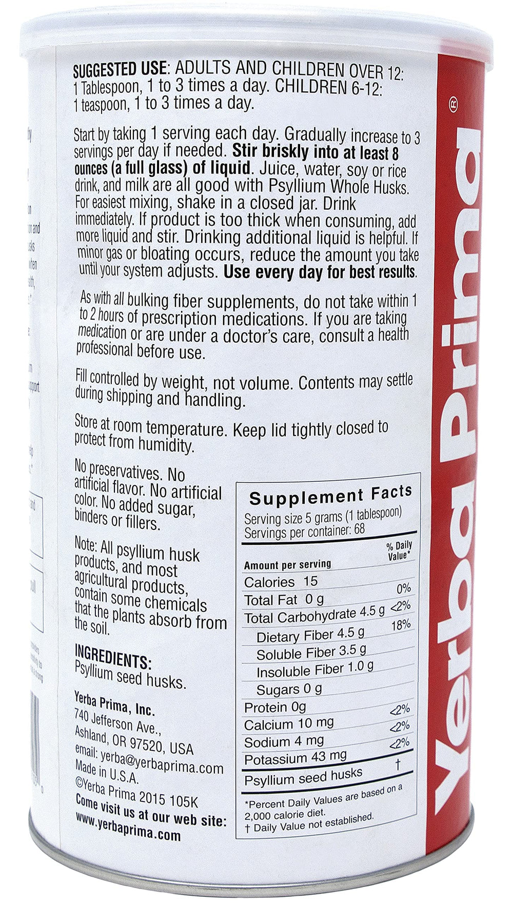 Yerba Prima Psyllium Husk value pack displayed on counter.