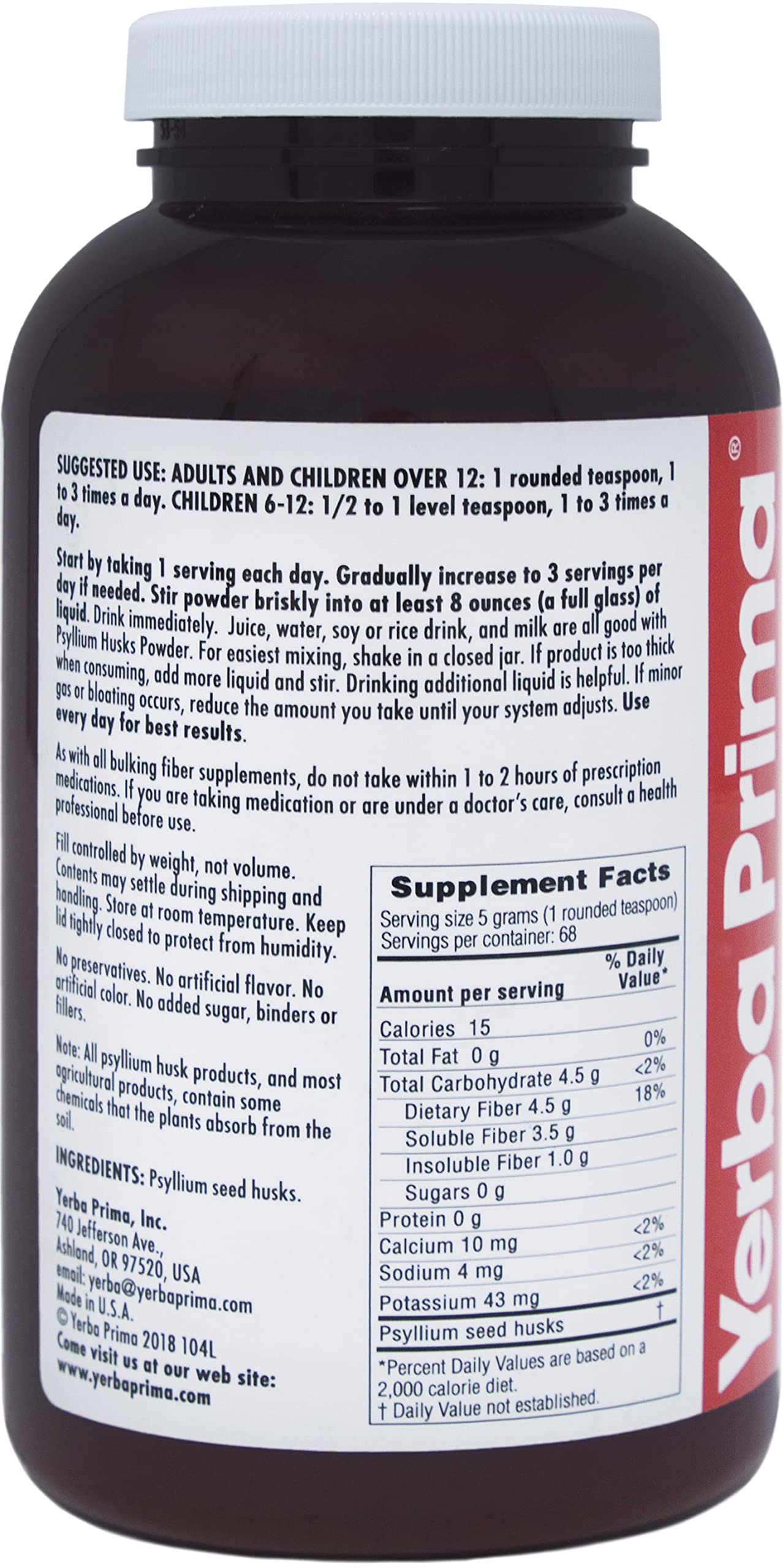 Yerba Prima psyllium husks powder with new label packaging for easy recognition.