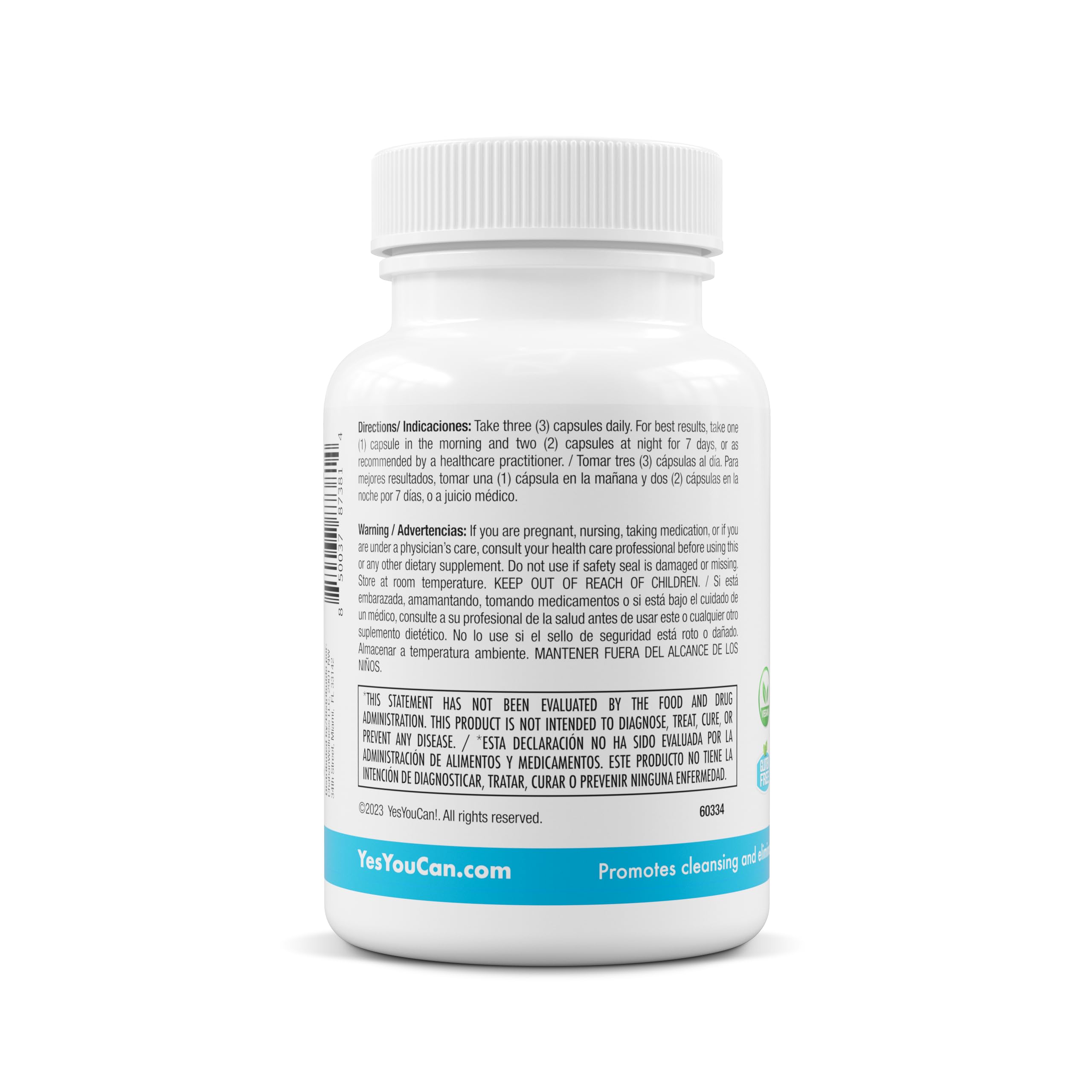 Yes You Can! detox pills gluten-free symbol highlighting dietary-friendly option.