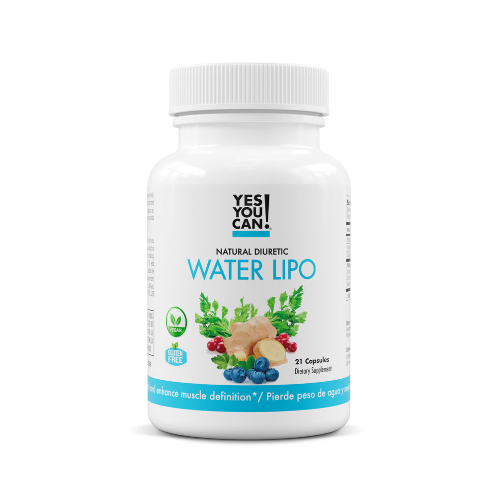 Yes You Can Water Lipo bottle front view highlighting a natural diuretic blend for gentle support.