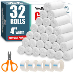 YesBes gasa 4 pulgadas 4.1 yardas, rollo individual para vendajes limpios.