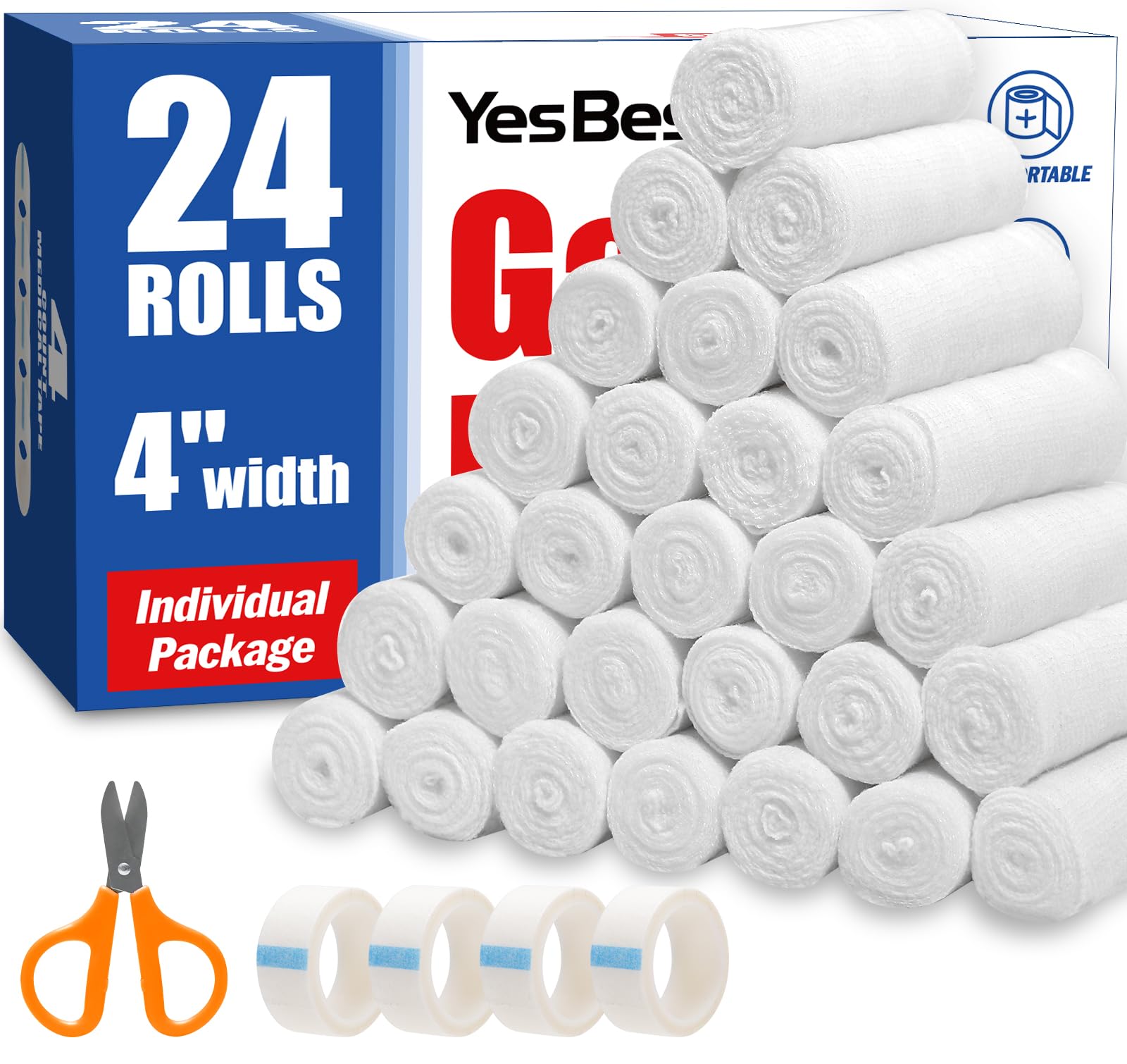 YesBes rollos de gasa 4x4 empaquetados individualmente para higiene rápida