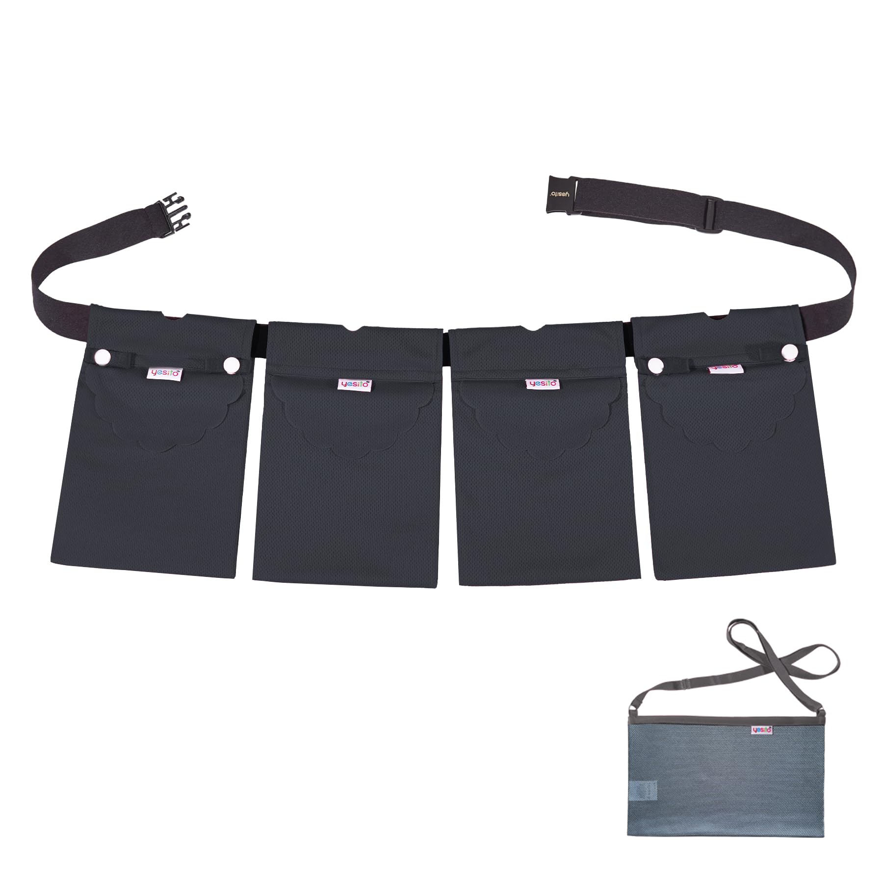 Yesito mastectomy drainage pouch worn at the waist for comfortable post-surgery support.