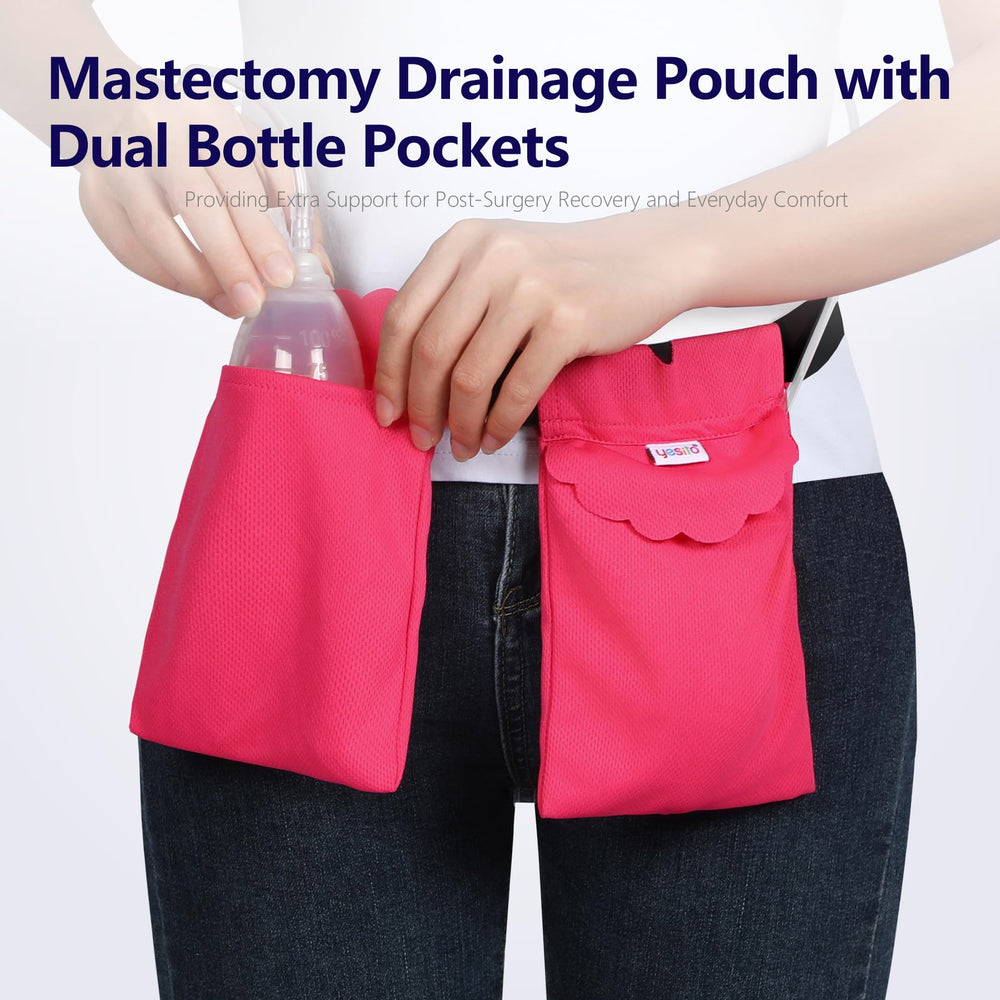 Yesito adjustable-length mastectomy pouch pink for a comfortable, customized fit