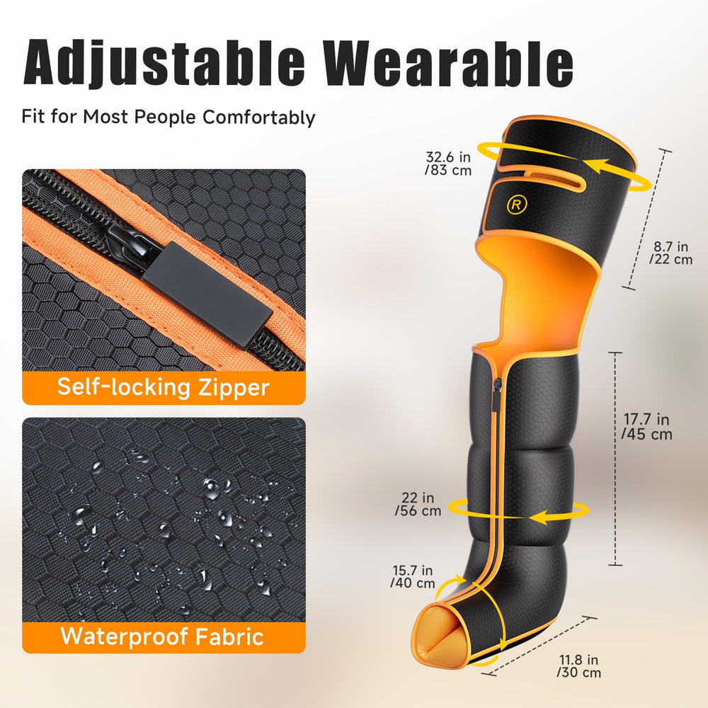 Yeskuyan leg massager shows airbags along calves and thighs for kneading sensation.
