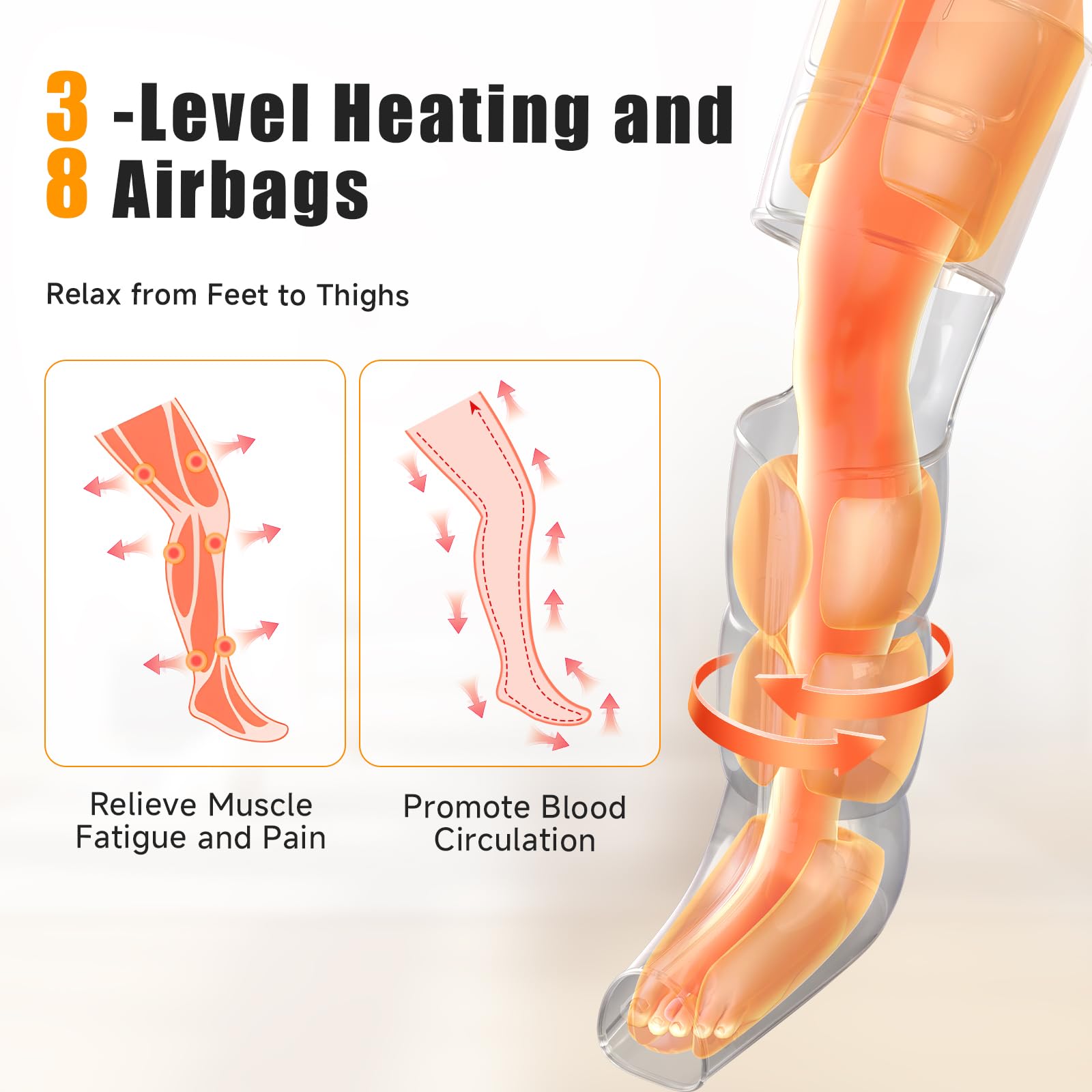 Yeskuyan leg massager with portable design and travel bag for on-the-go relief.