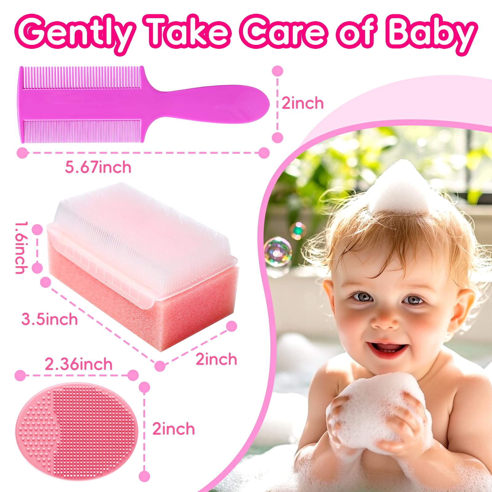 YESYBC soft bath sponges pink for soothing bath time