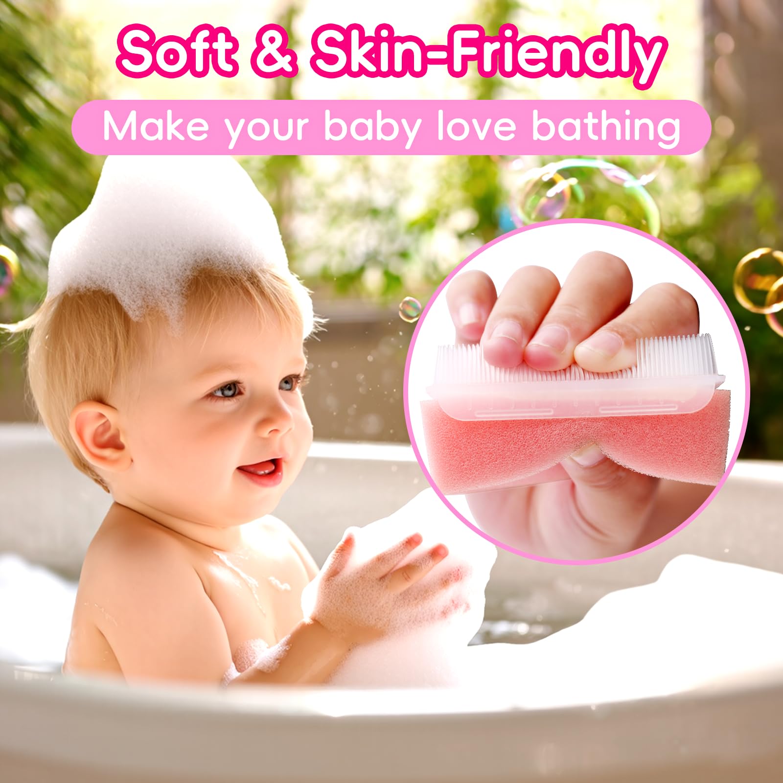 YESYBC silicone cradle-cap brush large pink for flakes removal