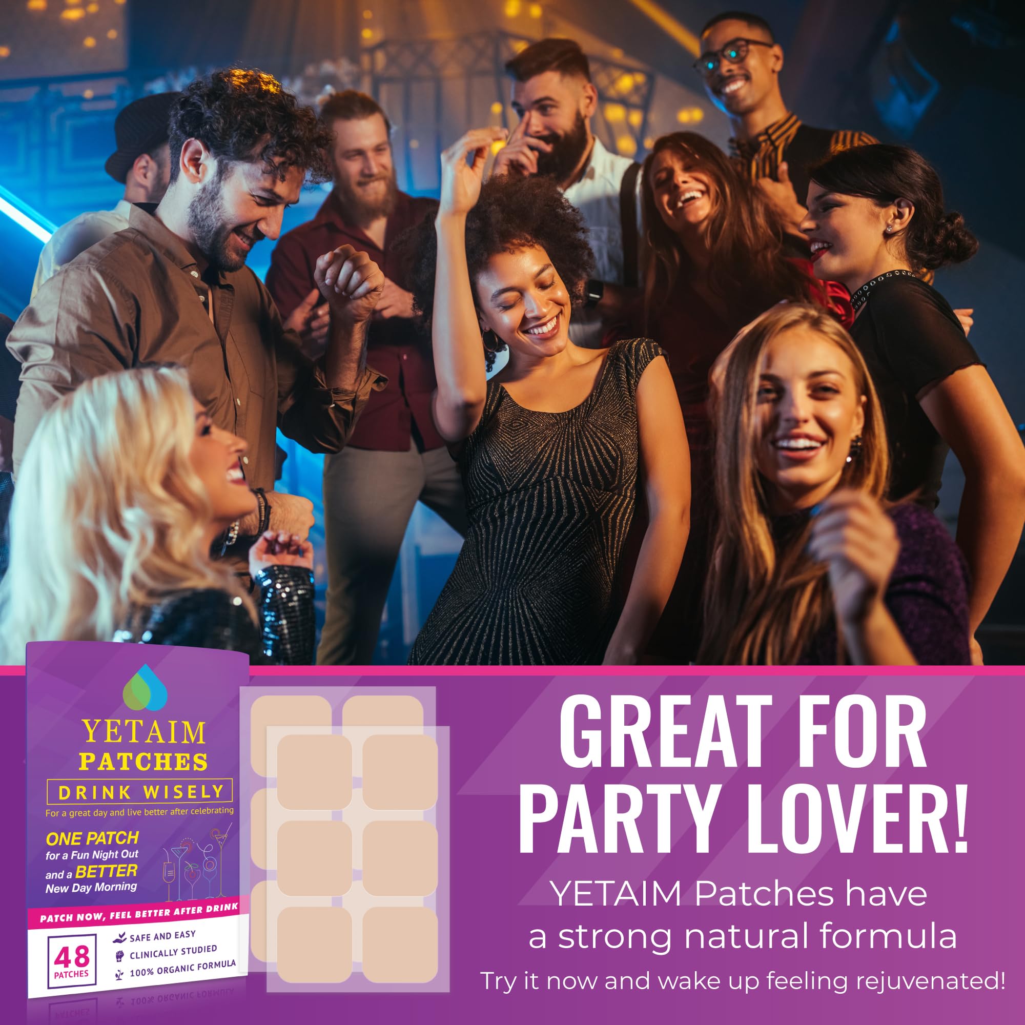 YETAIM Recovery Patch on the shoulder for versatile day-to-night use at events.