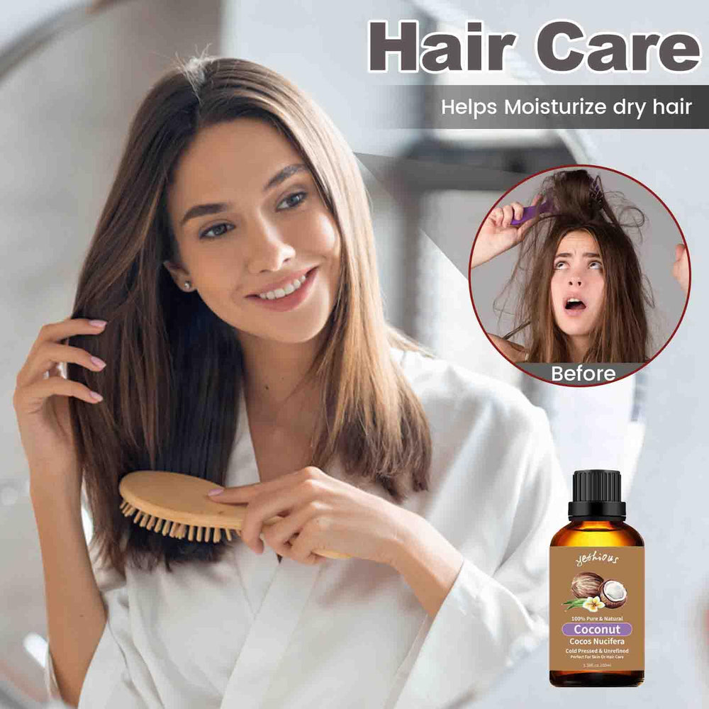 Yethious coconut oil for bath and massage, supporting soothing self-care rituals.