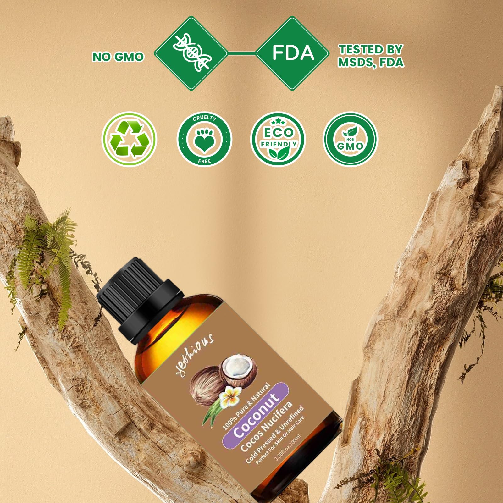 Yethious coconut oil near a diffuser for a gentle home aroma.