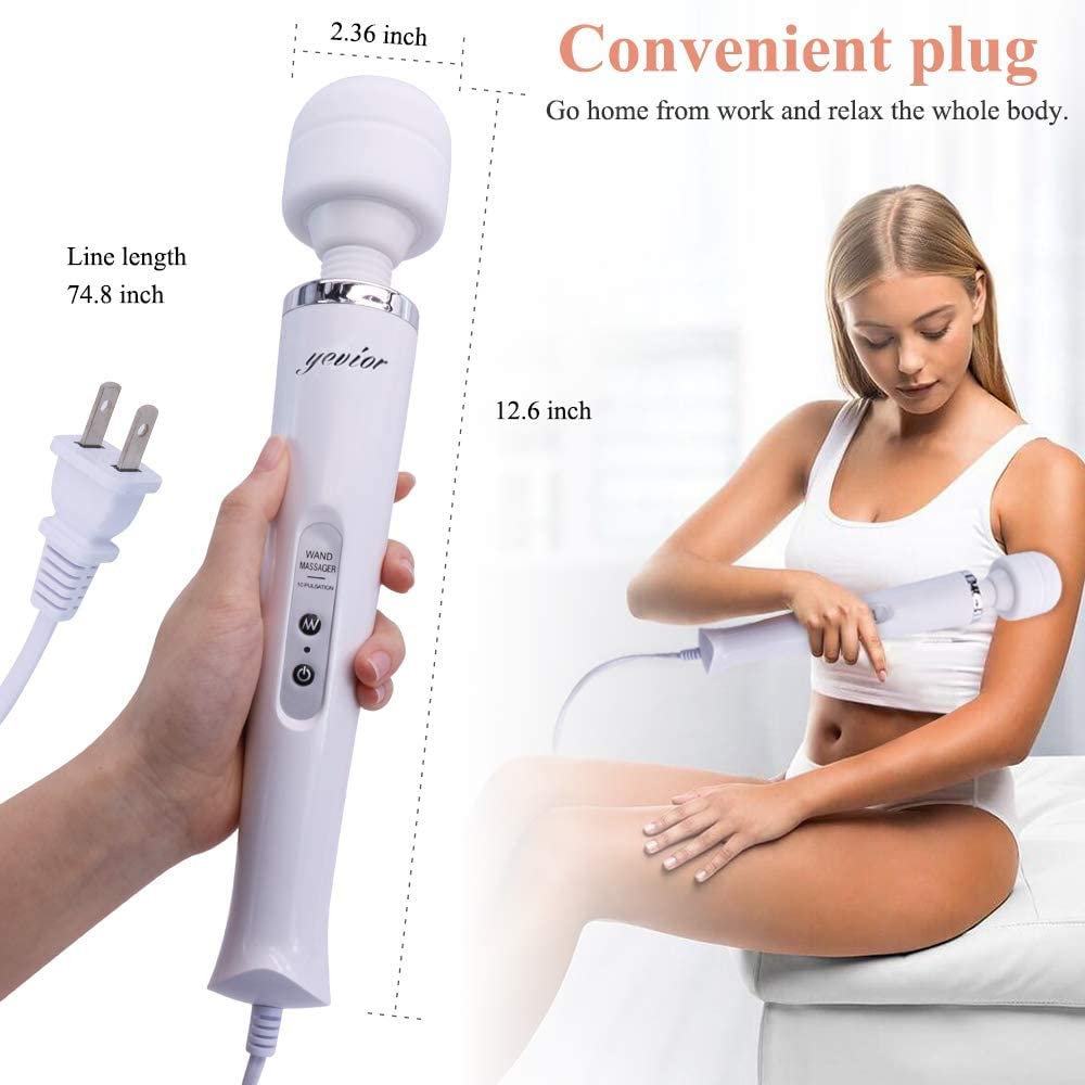 YEVIOR wired massager ergonomic grip enables comfortable two-handed use for deep-tissue work.