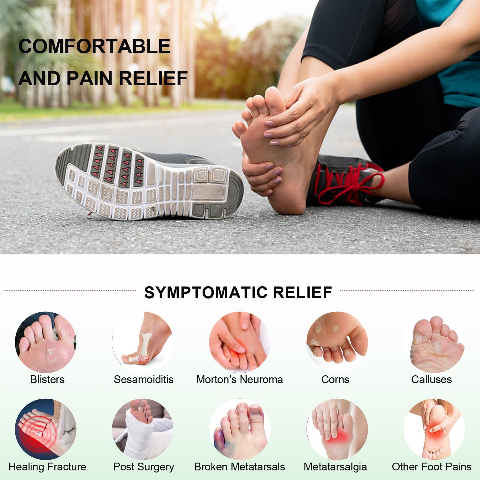 YFLife metatarsal pads fleece surface close-up shows soft, breathable underfoot comfort