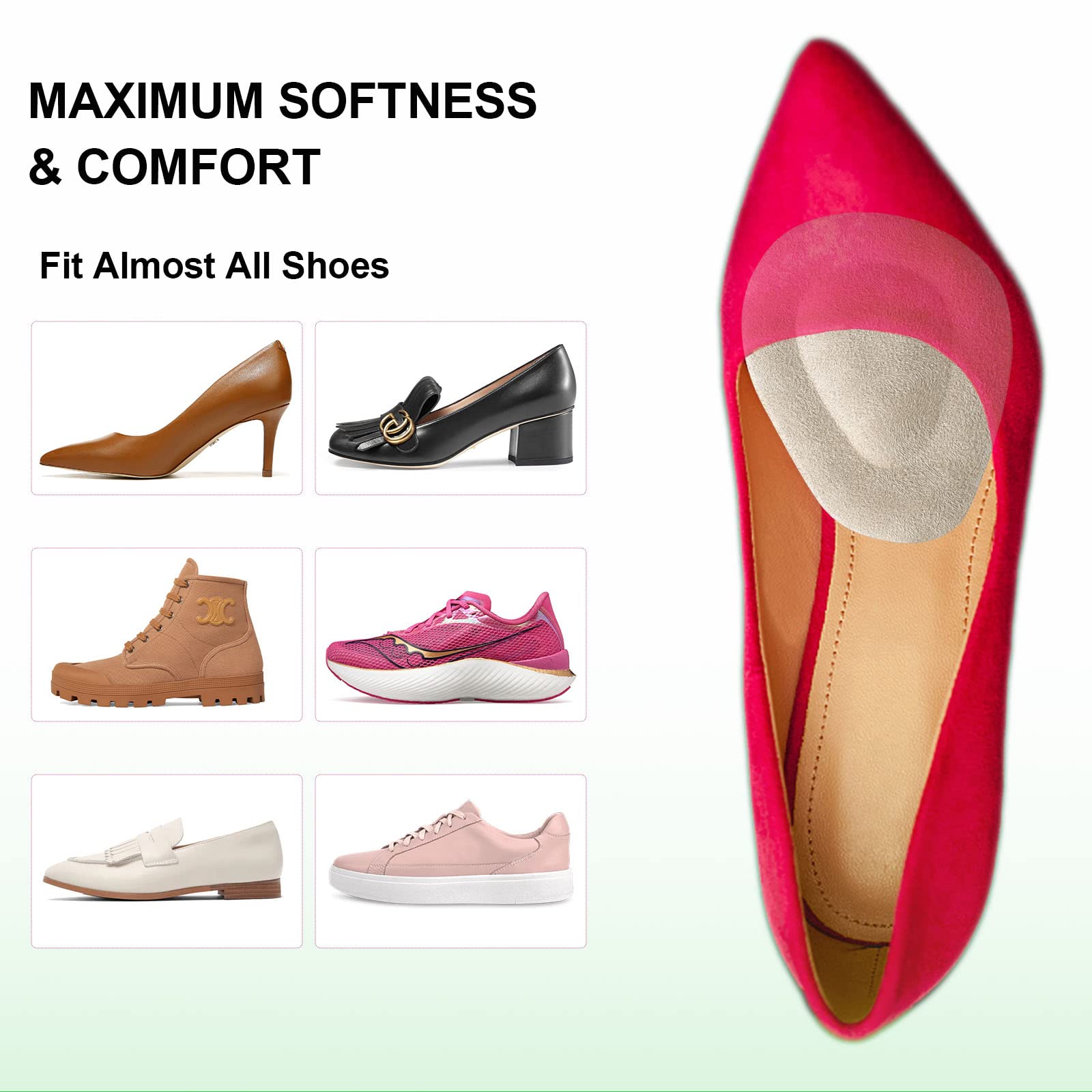 YFLife metatarsal pads worn by a woman offer all-day comfort underfoot