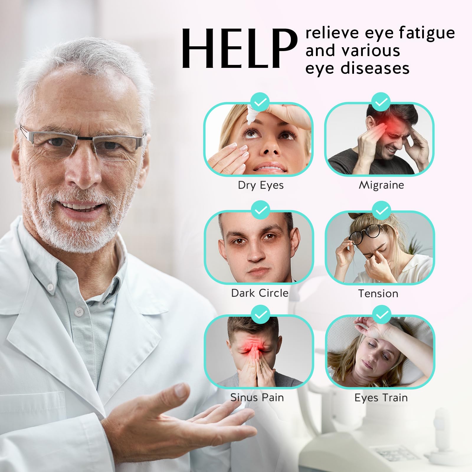 YFONG 1500mAh battery powers longer warm sessions for soothing eye relief.