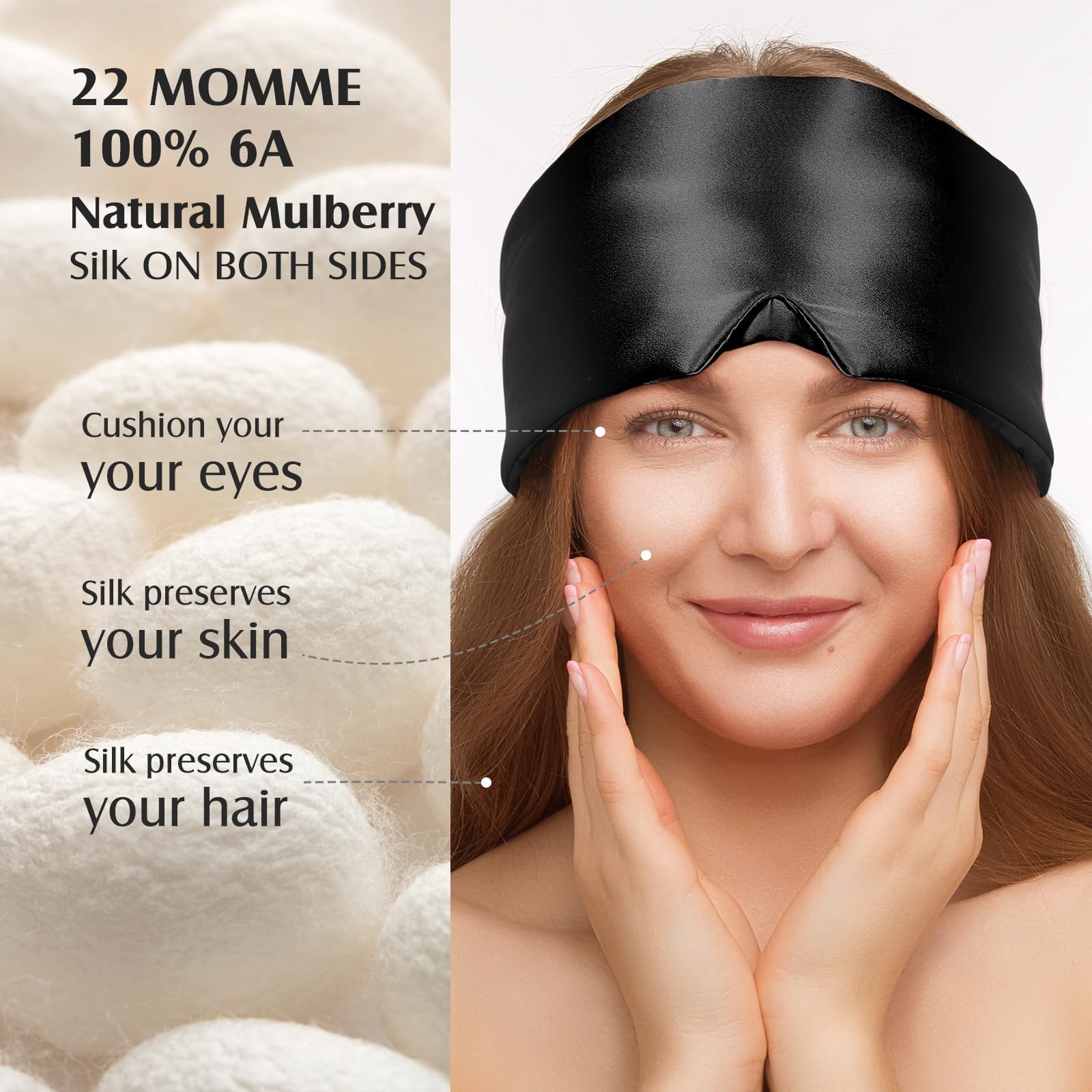 YFONG silk mask adjustable band detail ensures secure, comfortable fit for all head sizes.