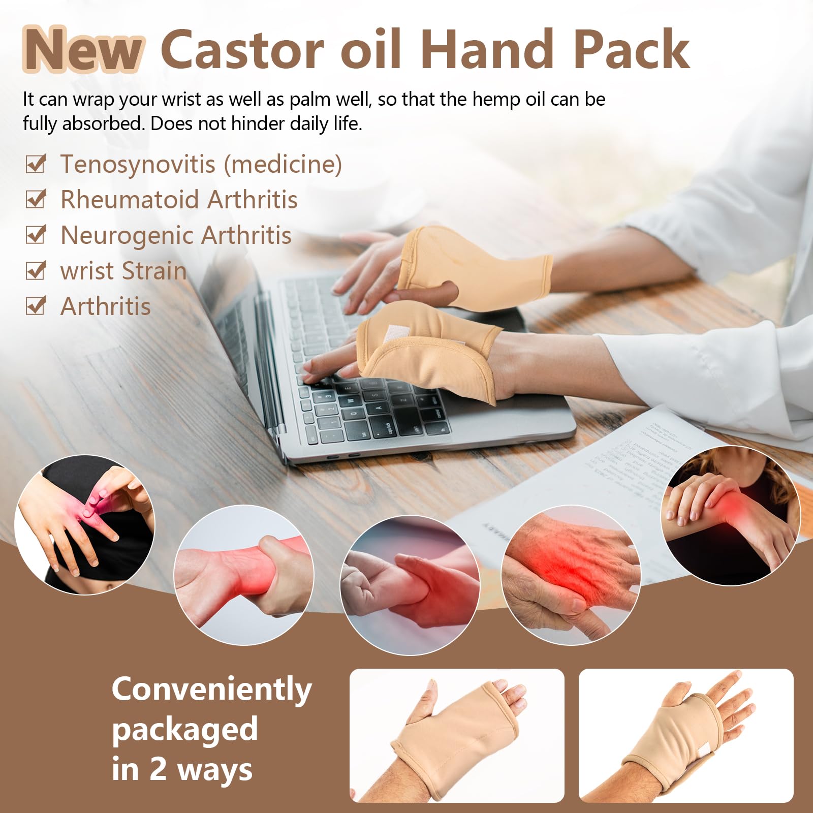 YHOVID hand wrap castor oil pack for soothing warmth