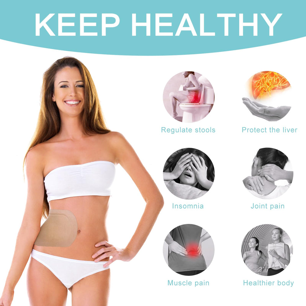 YHOVID castor oil patch at the belly button for discreet, convenient coverage