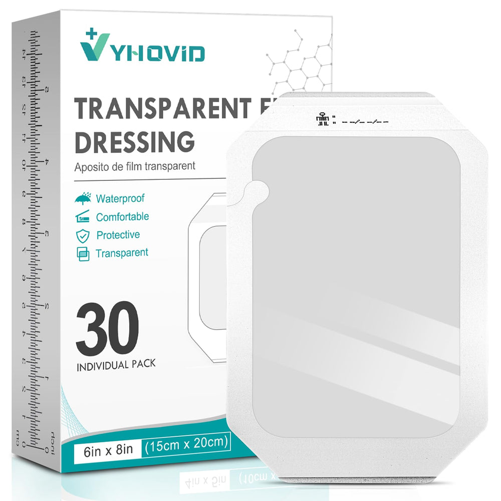 YHOVID transparent film dressing 6x8 pack offers clear wound visibility and gentle adhesion.