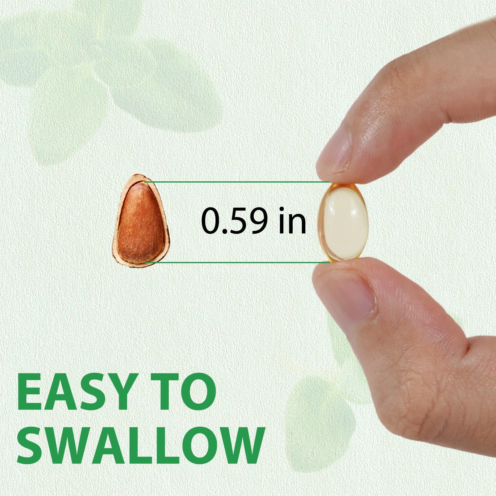 Small softgels under 8mm support comfortable daily consumption.