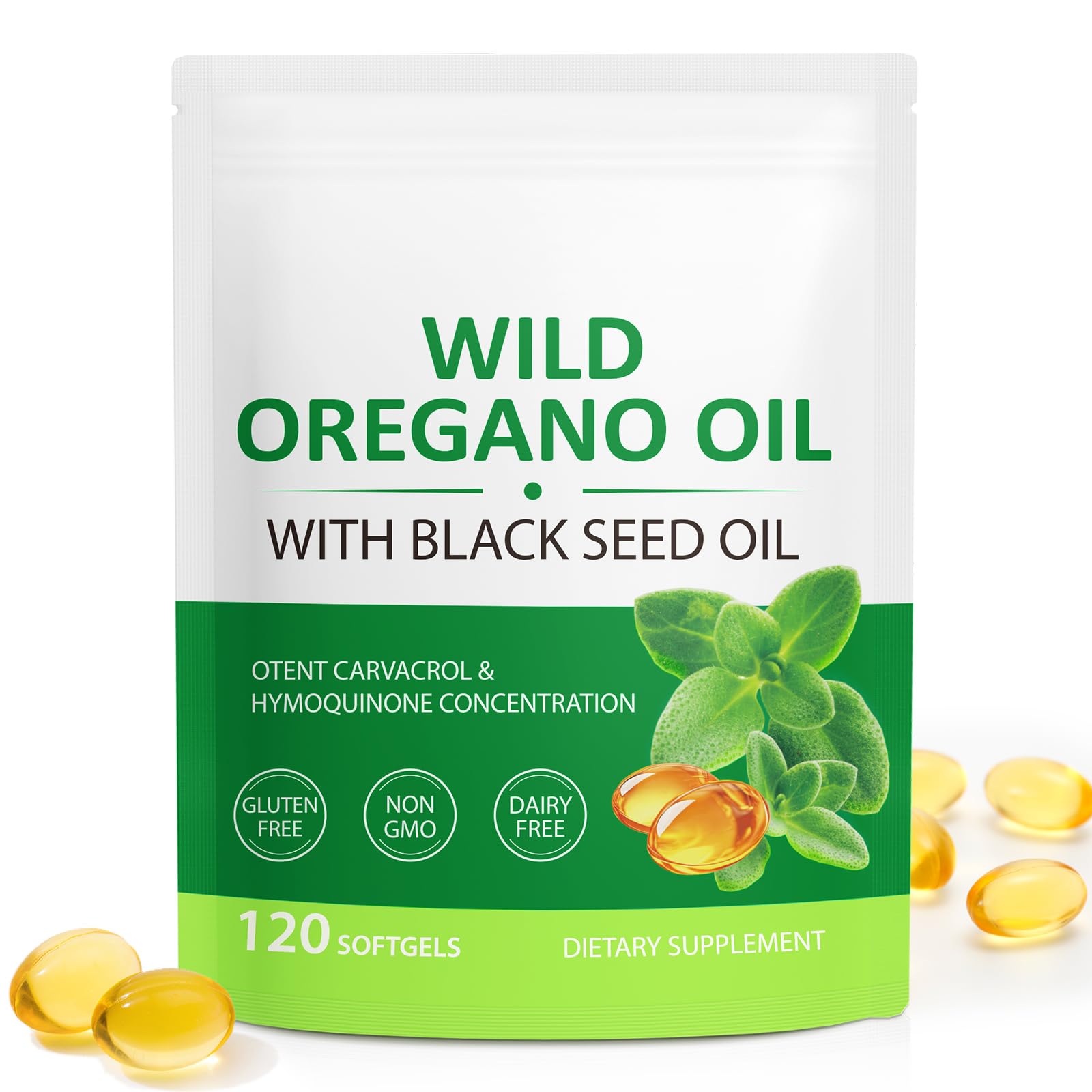 YIEEGCM wild oregano oil softgels bottle for daily vitality support.