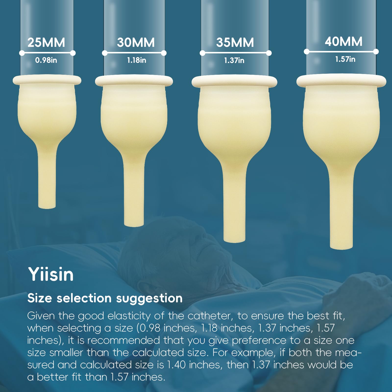 Yiisin 2000ml catheter bag showing large capacity for all-day wear and easy drainage
