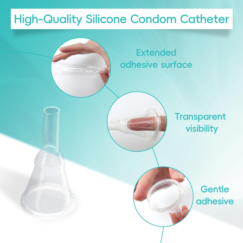Yiisin silicone condom catheter adhesive area provides secure fit for all-day wear.
