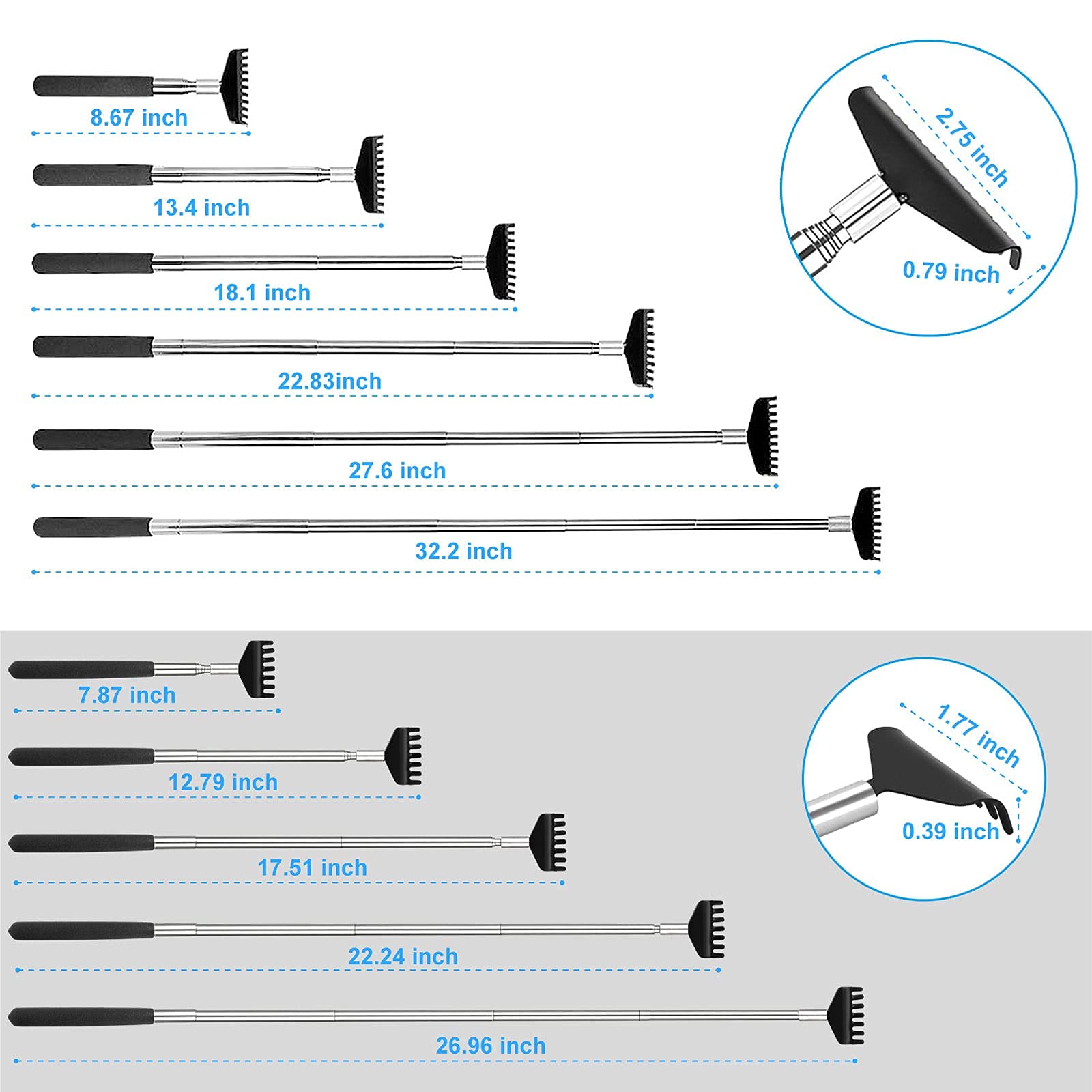 YIKATO back scratcher oversized retracted compact form