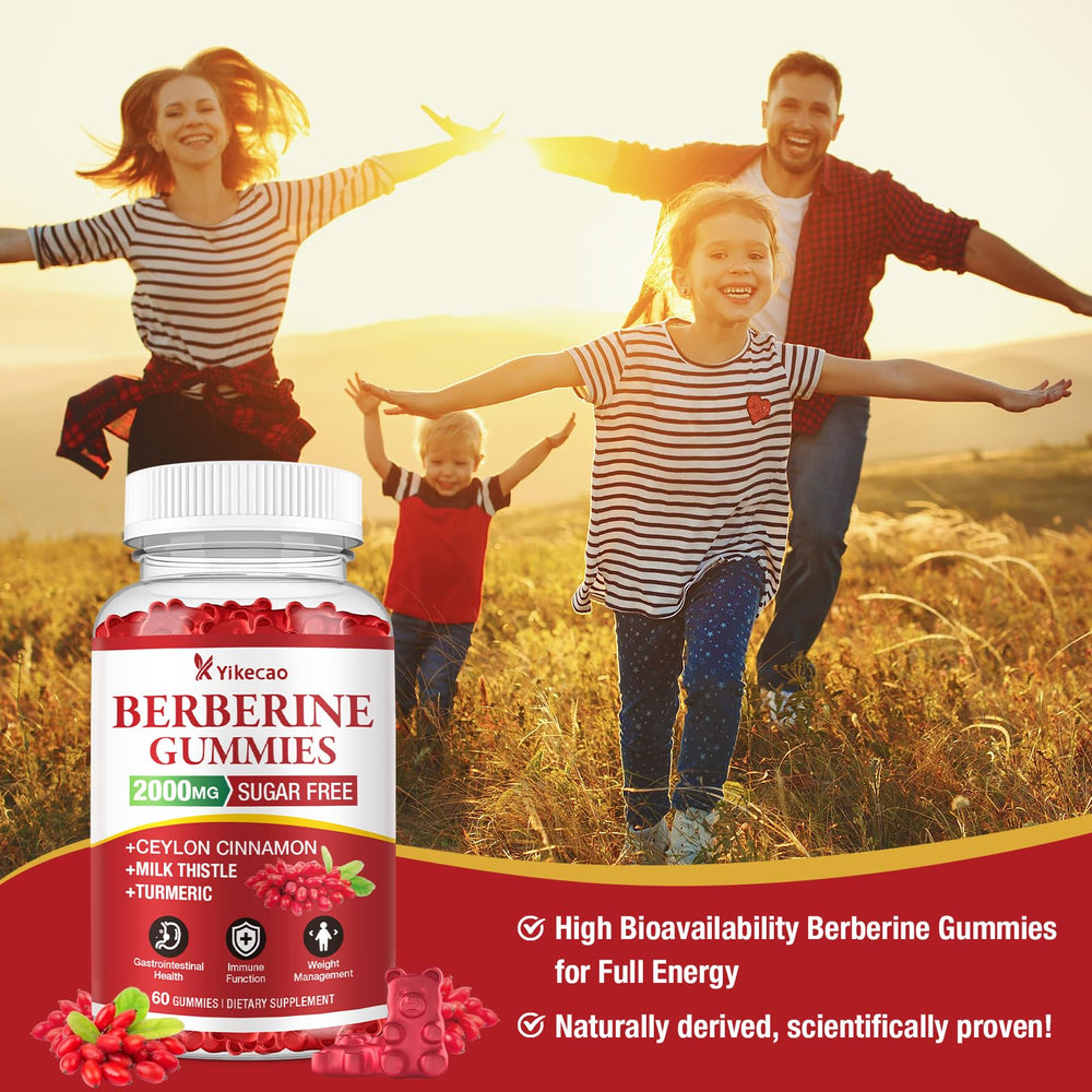 Back packaging of Yikecao Berberine Gummies with vegan and non-GMO notes