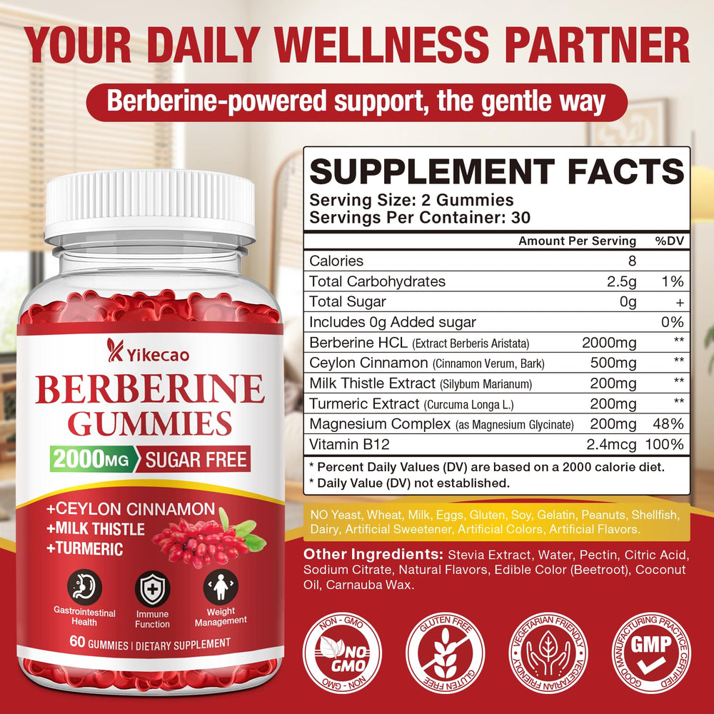 Closeup of Yikecao Berberine Gummies with raspberry flavor and chewy texture