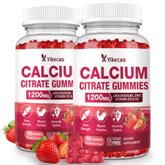 Yikecao Calcium Citrate Gummies bottle view emphasizing bone support in daily supplement.