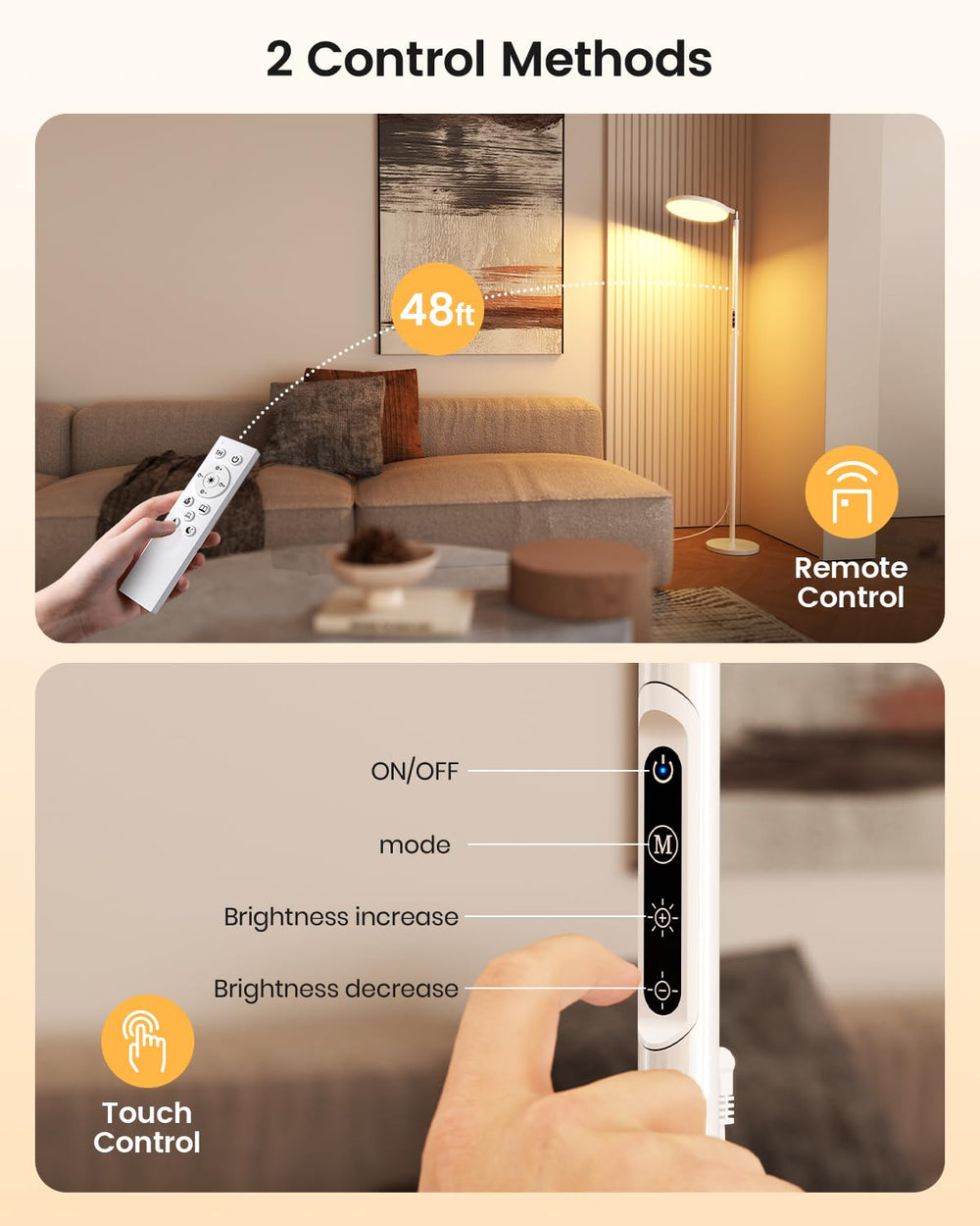 Yikola Light Floor Lamp height adjustable for perfect placement.