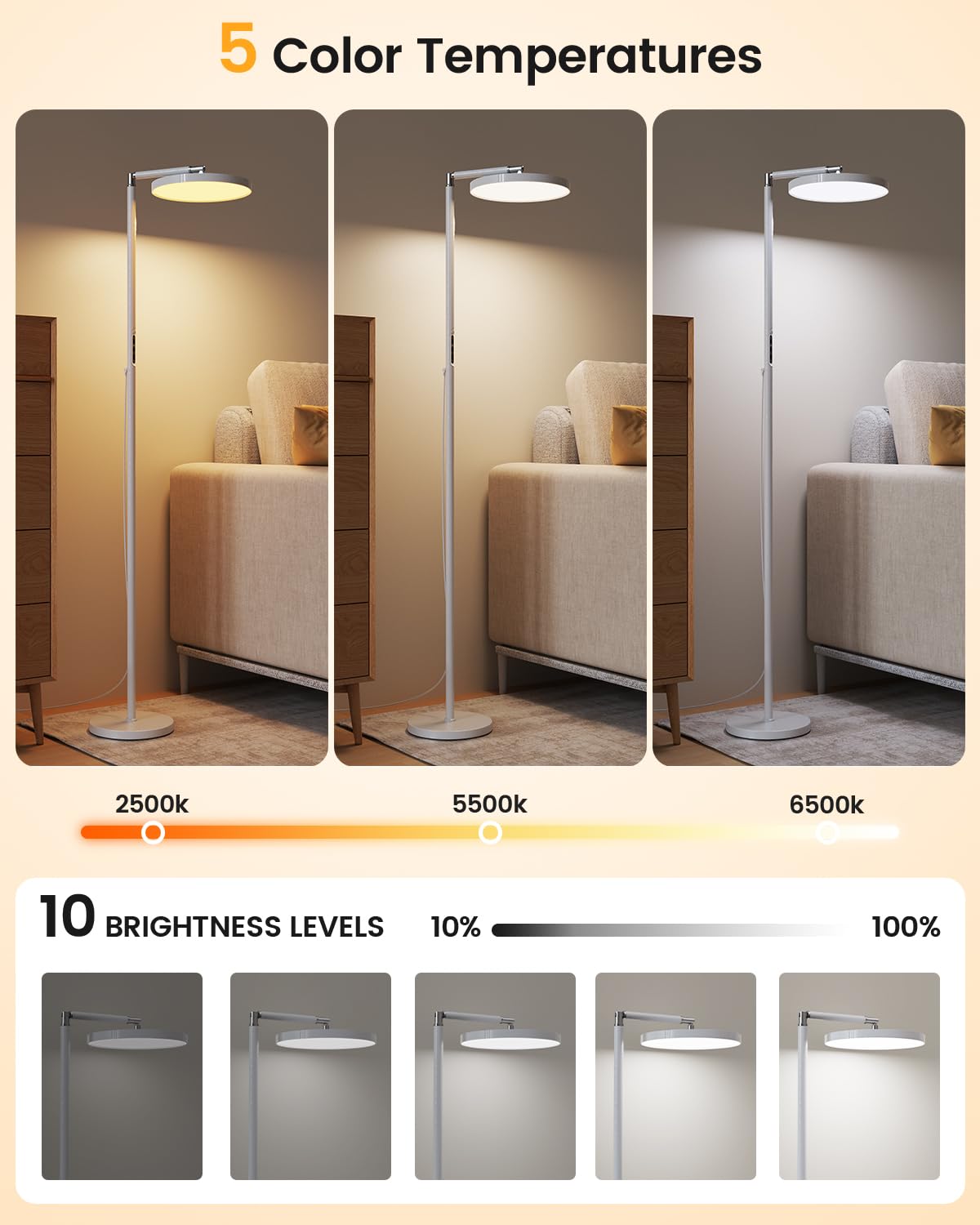Yikola Light Floor Lamp remote control for easy use from couch or bed.