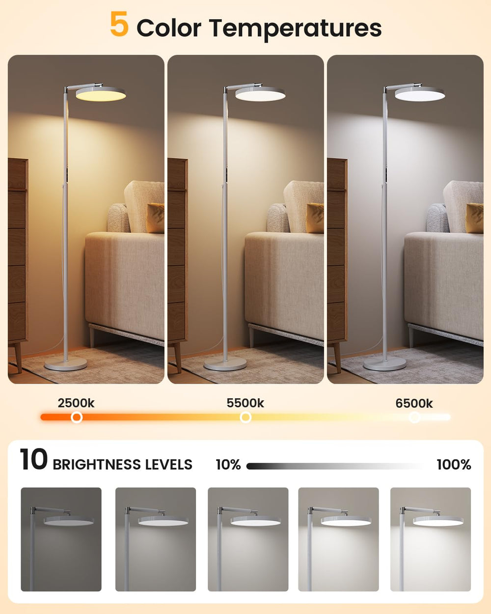 Yikola Light Floor Lamp remote control for easy use from couch or bed.