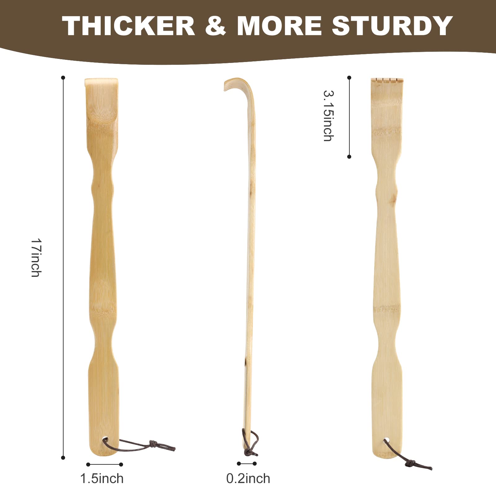 YIMICOO two-pack bamboo back scratchers with gift-ready packaging.
