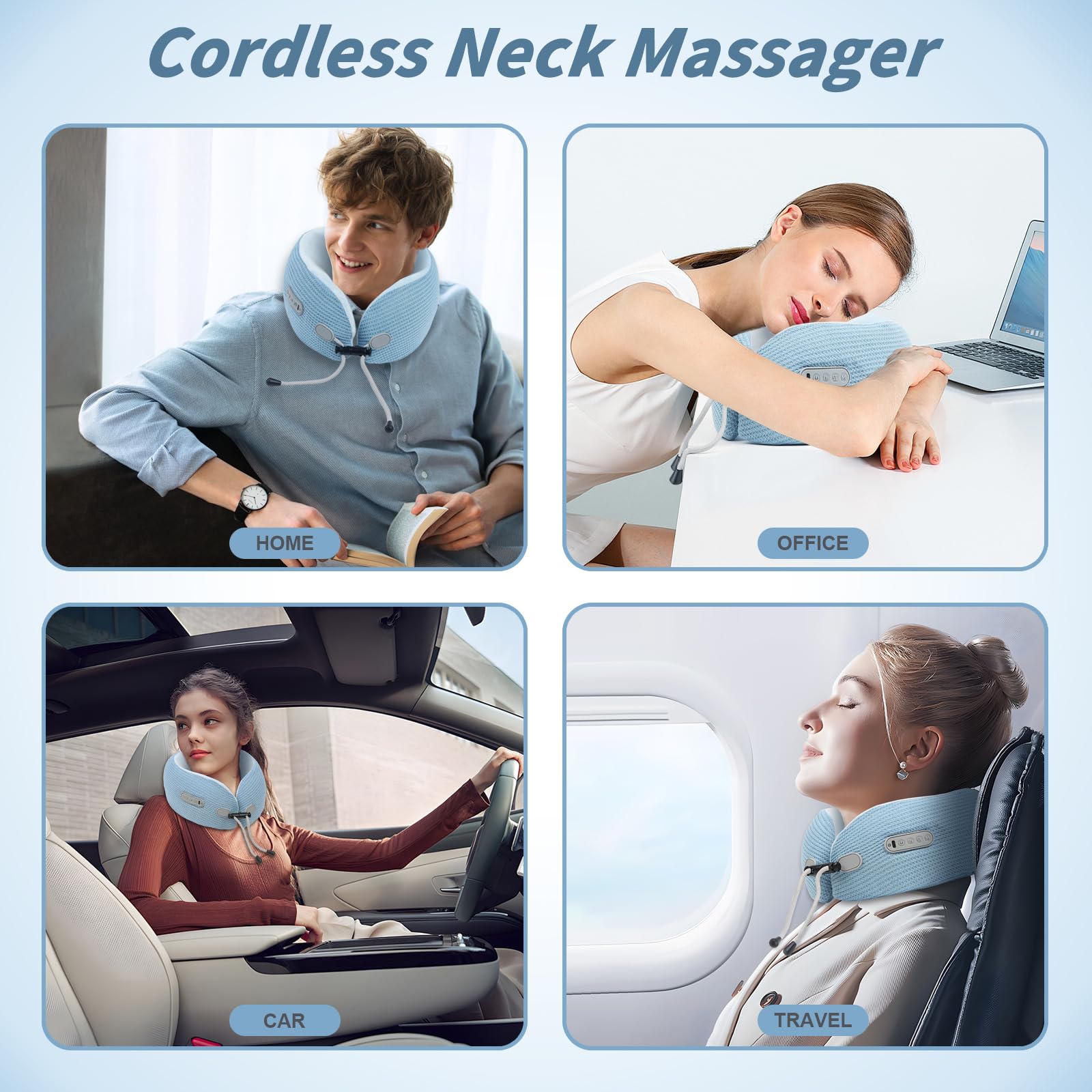 Yincook neck massager blue color display with simple controls for quick setup