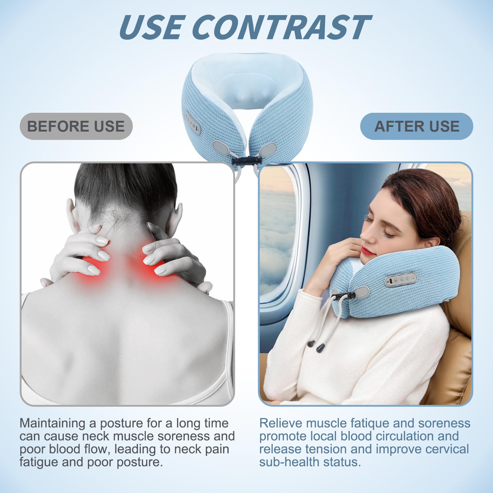 Yincook neck massager rechargeable battery enables cordless use anywhere
