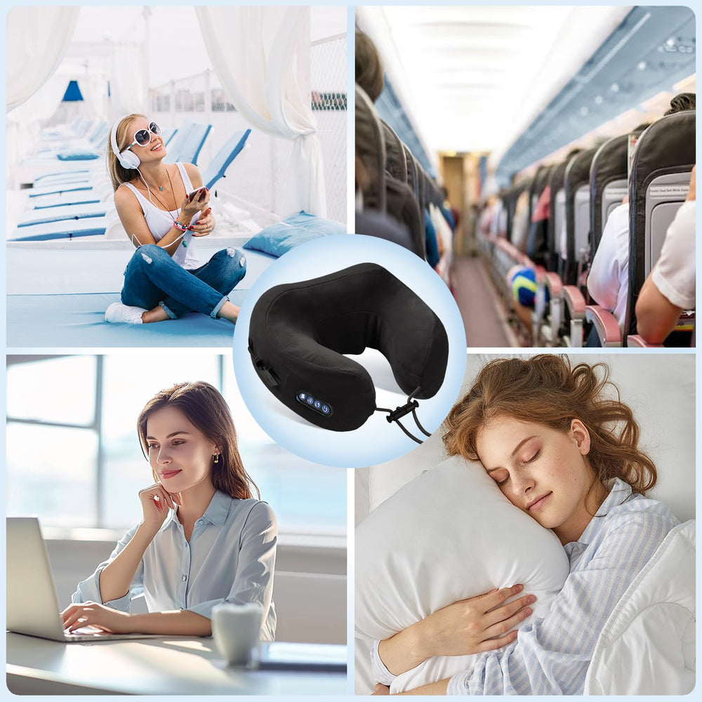 Yincook Travel-friendly neck massager in use during commute