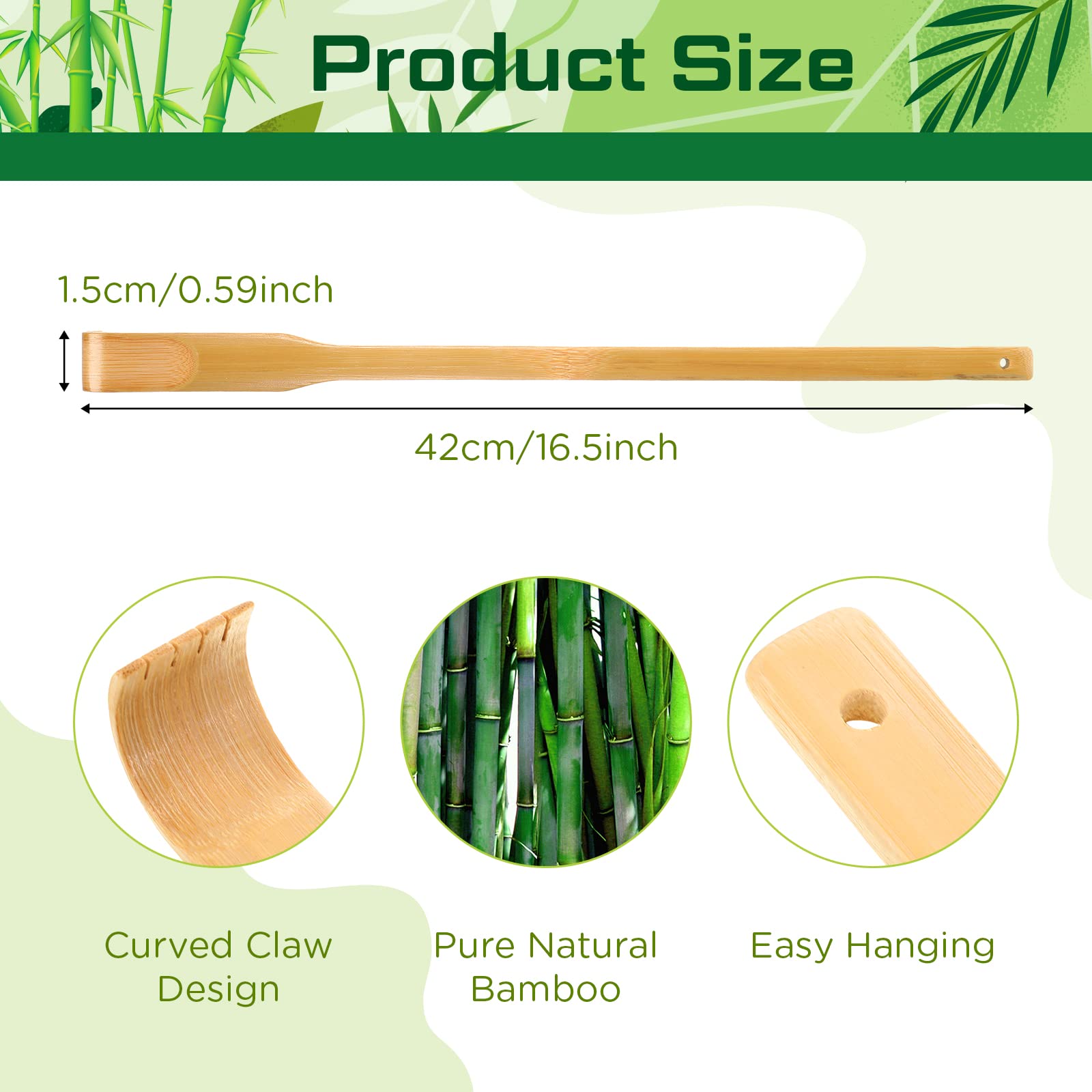 Yinkin bamboo back scratcher with hanging rope for easy storage