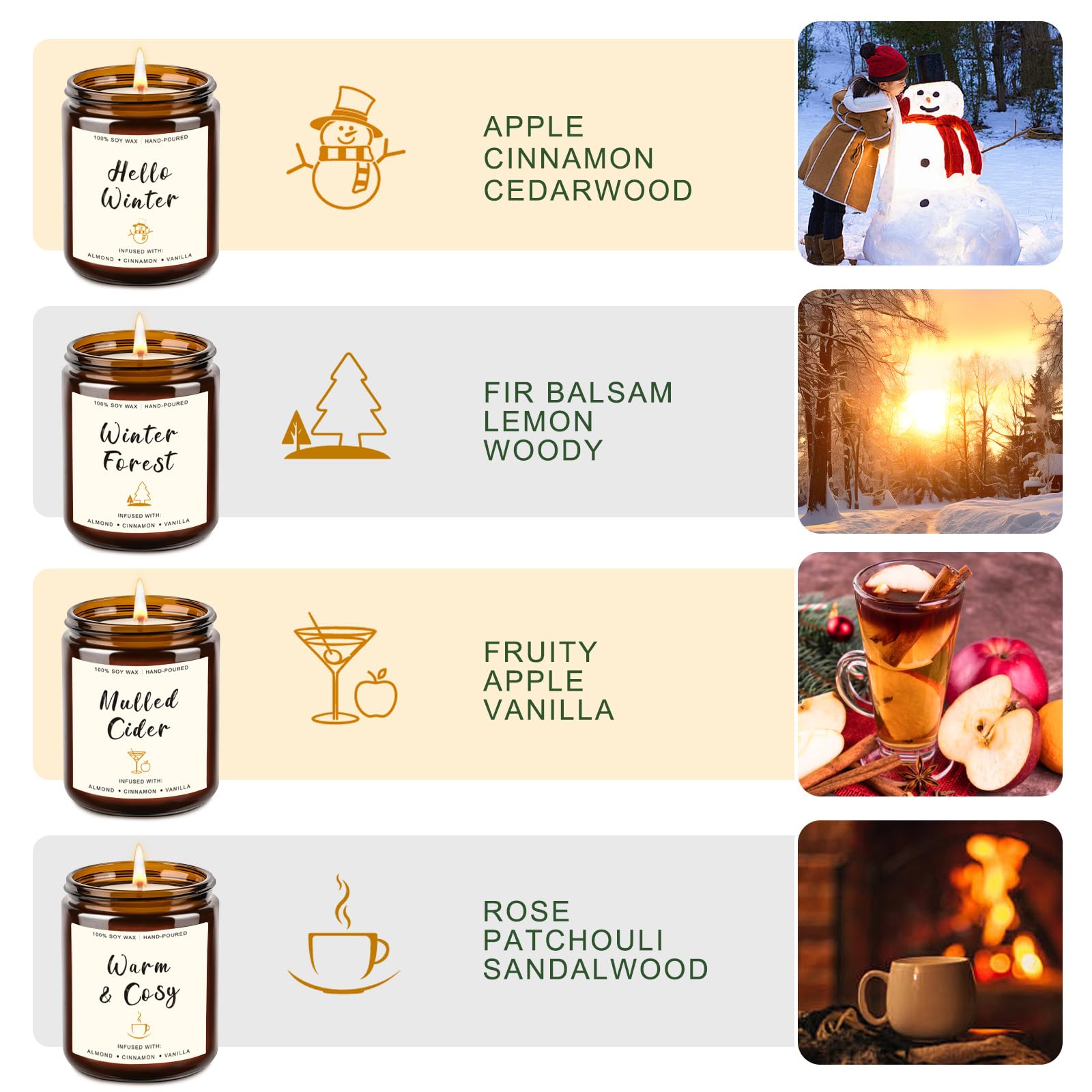 Yinuo Candle Mulled Cider jar evokes festive warmth for gatherings.