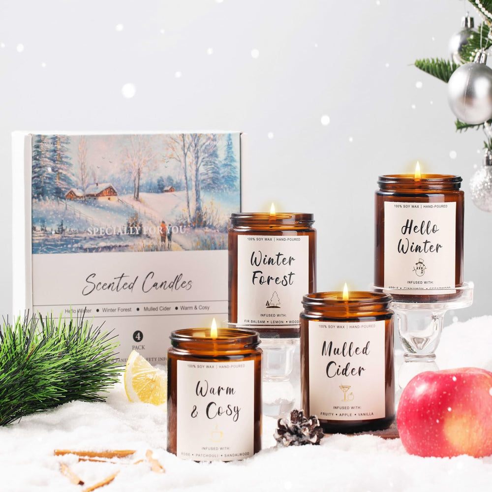 Yinuo Candle Winter Set Display showcases elegant home decor possibilities.