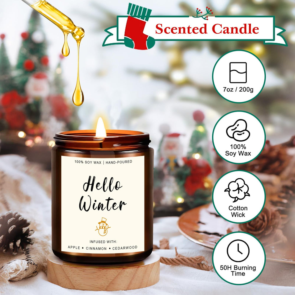 Yinuo Candle Mulled Cider jar blends apple and vanilla for festive gatherings.