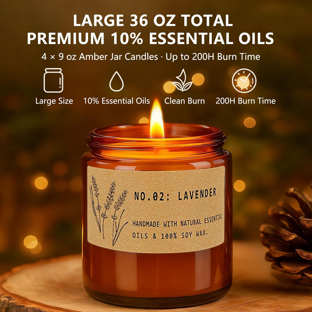 YINUO LIGHT lavender and sage amber jar candles for calming relaxation.