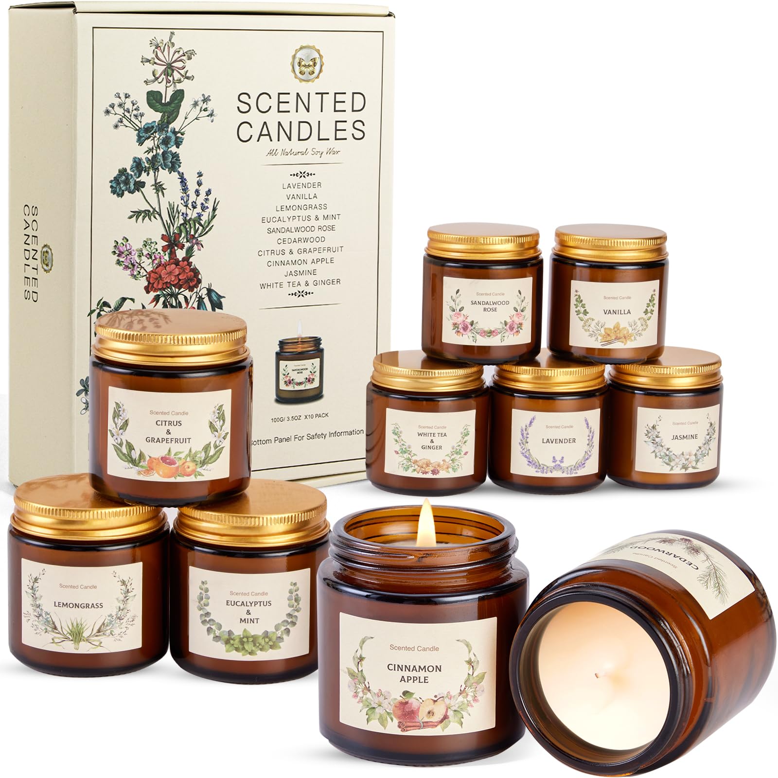 YINUO LIGHT Christmas candle gift set in amber jar for festive ambiance